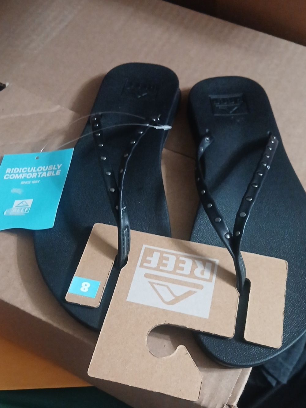 Reef Black Studded Thong Sandals